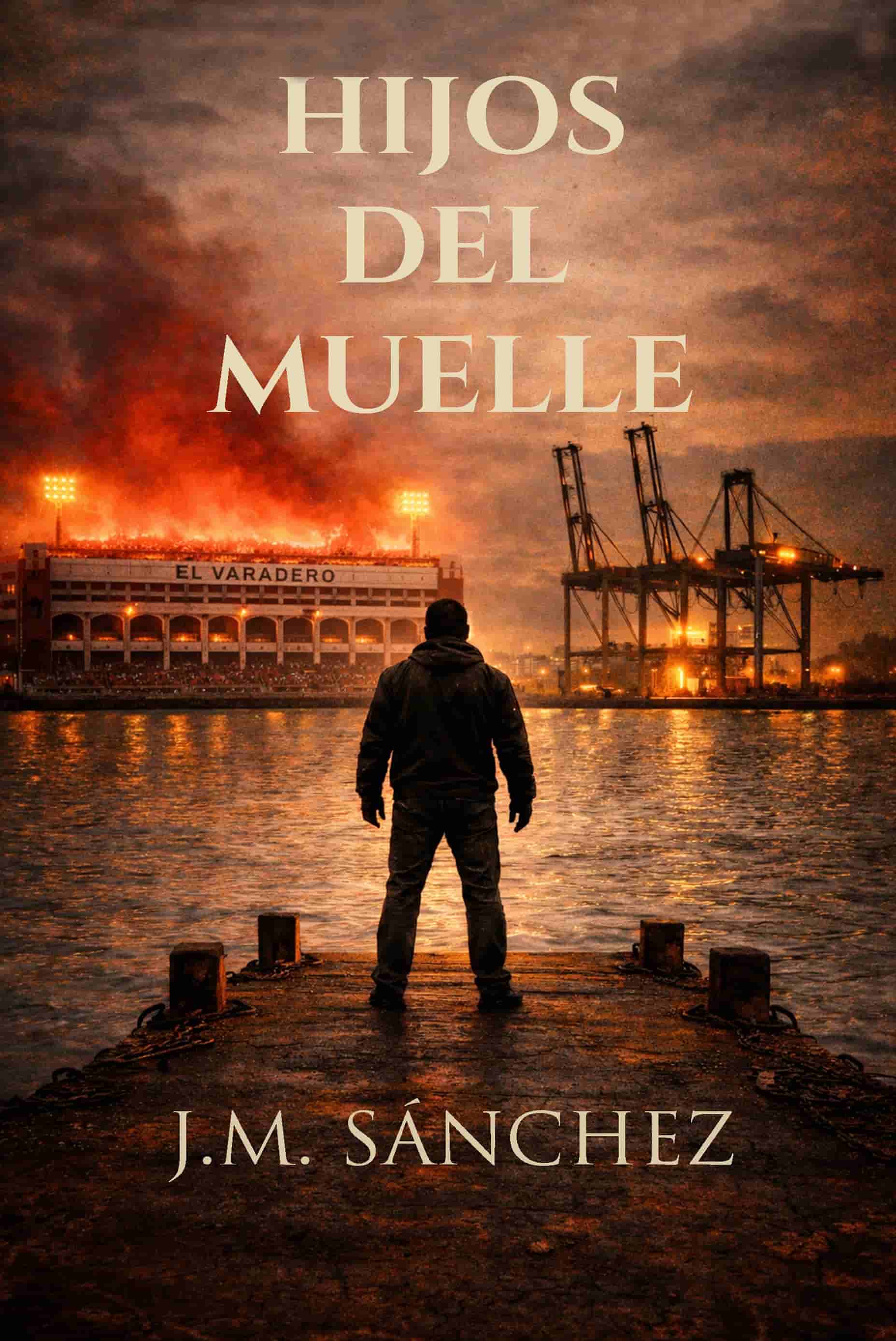 Portada del libro Hijos del Muelle de J.M. Sánchez, edición de tapa blanda
