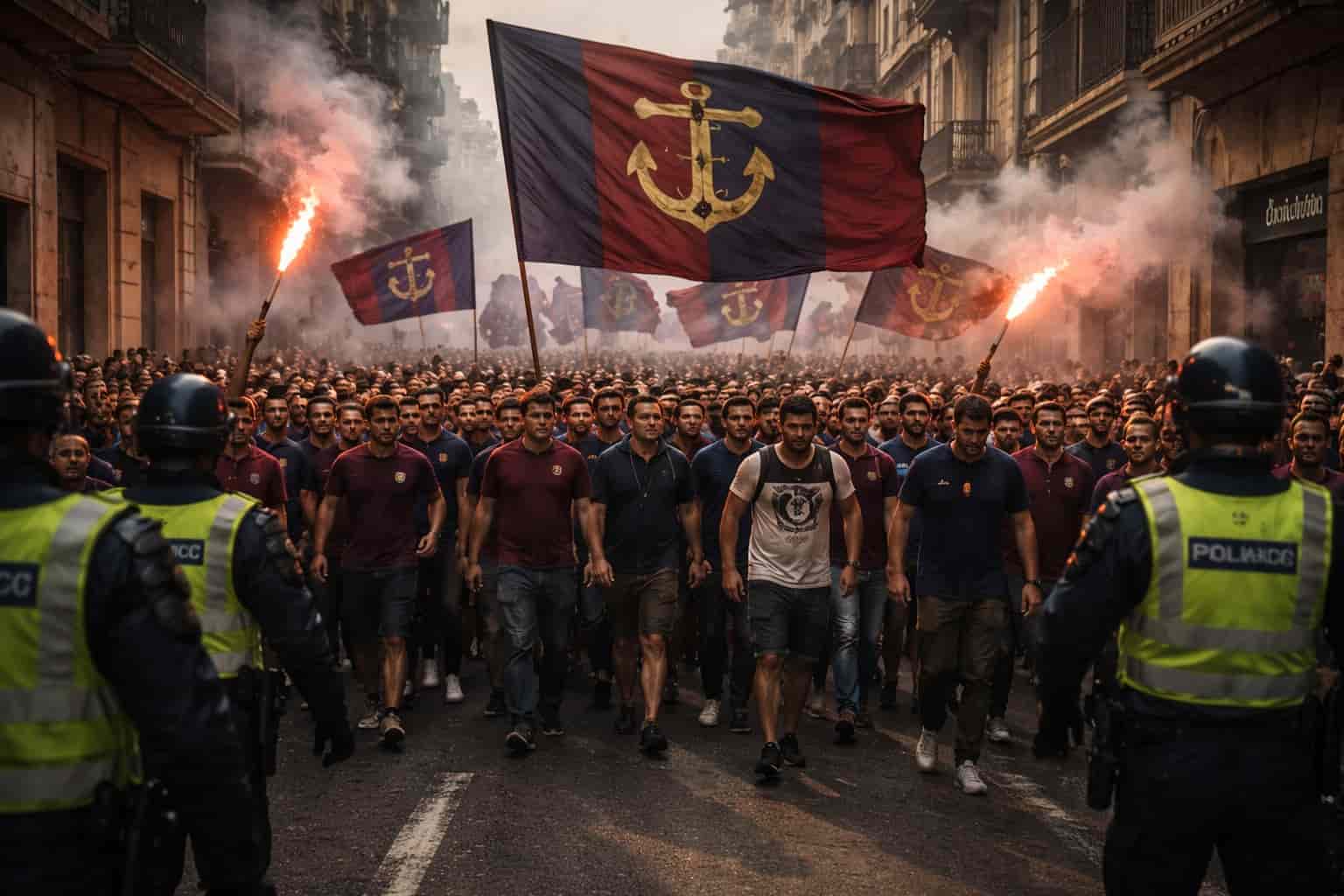 La Marea del 89 marchando hacia el estadio